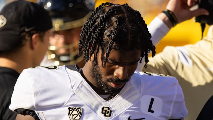 Oct 7, 2023; Tempe, Arizona, USA; Colorado Buffaloes quarterback Shedeur Sanders (2) reacts against the Arizona State Sun Devils at Mountain America Stadium. Mandatory Credit: Mark J. Rebilas-Imagn Images