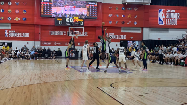 The Indiana Pacers and Minnesota Timberwolves get ready for a summer league game on July 14, 2024. (Mandatory Photo Credit: Tony East)