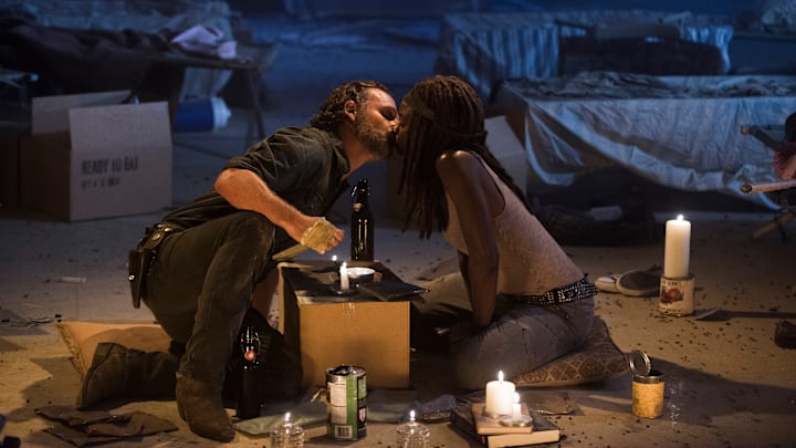 Andrew Lincoln as Rick Grimes, Danai Gurira as Michonne - The Walking Dead _ Season 7, Episode 12 - Photo Credit: Gene Page/AMC 
