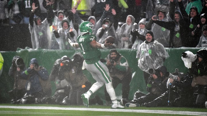 Nov 26, 2023; Philadelphia, Pennsylvania, USA; Philadelphia Eagles quarterback Jalen Hurts (1)