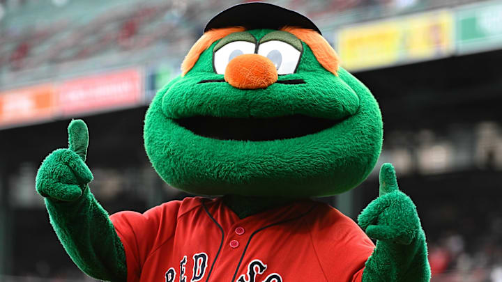 Boston Red Sox mascot Wally before the start of a game against the Pittsburgh Pirates at Fenway Park in Boston on April 5, 2023.