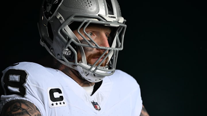 Las Vegas Raiders defensive end Maxx Crosby in the tunnel against the Philadelphia Eagles.
