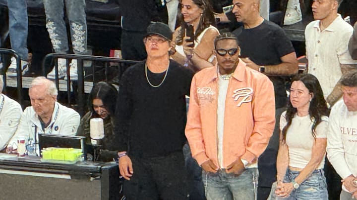 Minnesota Vikings quarterback J.J. McCarthy, left, and wide receiver Justin Jefferson attend Game 5 of a Western Conference semifinal between the Minnesota Timberwolves and Golden State Warriors on Wednesday, May 14, 2025, at Target Center in Minneapolis. Minnesota Vikings quarterback J.J. McCarthy, left, and wide receiver Justin Jefferson attend Game 5 of a Western Conference semifinal between the Minnesota Timberwolves and Golden State Warriors on Wednesday, May 14, 2025, at Target Center in Minneapolis.