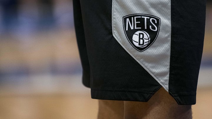 Nov 21, 2018; Dallas, TX, USA; A view of the team logo on the shorts of Brooklyn Nets forward Jared Dudley (6) as he warms up before the game against the Dallas Mavericks at the American Airlines Center. Mandatory Credit: Jerome Miron-Imagn Images Nov 21, 2018; Dallas, TX, USA; A view of the team logo on the shorts of Brooklyn Nets forward Jared Dudley (6) as he warms up before the game against the Dallas Mavericks at the American Airlines Center. Mandatory Credit: Jerome Miron-Imagn Images