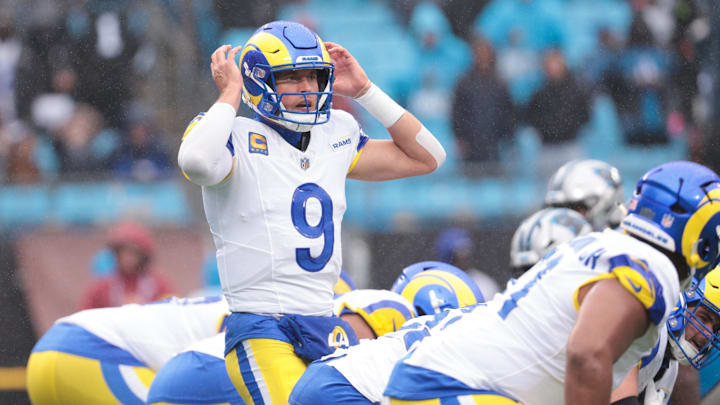 Los Angeles Rams quarterback Matthew Stafford had two interceptions in the team’s loss to the Carolina Panthers during the regular season Los Angeles Rams quarterback Matthew Stafford had two interceptions in the team’s loss to the Carolina Panthers during the regular season
