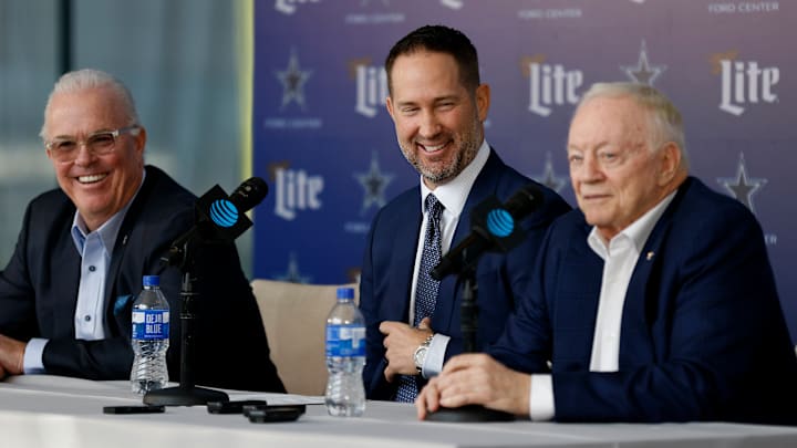 Stephen Jones, Brian Schottenheimer and Jerry Jones