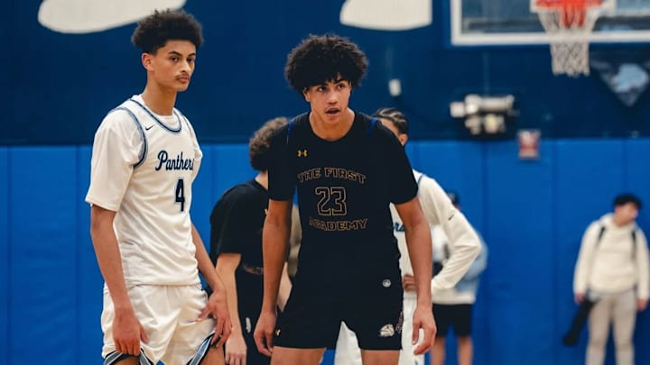 The First Academy forward Kyle Blair (23) gets set for a play in a recent game against Dr. Phillips. The junior had 20 points, nine rebounds and two assists in a recent close 50-49 loss to Marist (Atlanta).