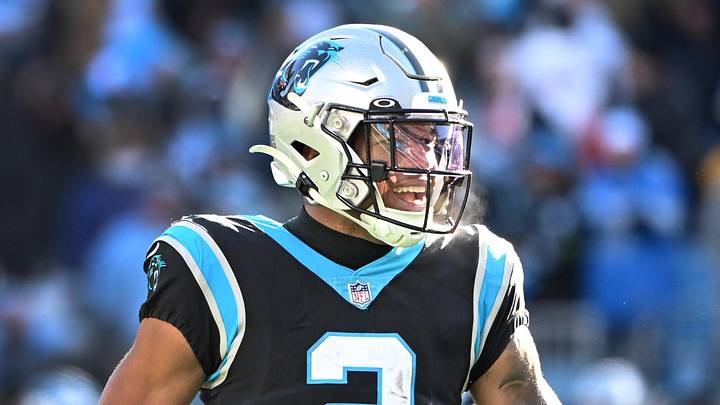 Dec 24, 2022; Charlotte, North Carolina, USA; Carolina Panthers wide receiver DJ Moore (2) reacts in the third quarter at Bank of America Stadium. Dec 24, 2022; Charlotte, North Carolina, USA; Carolina Panthers wide receiver DJ Moore (2) reacts in the third quarter at Bank of America Stadium.