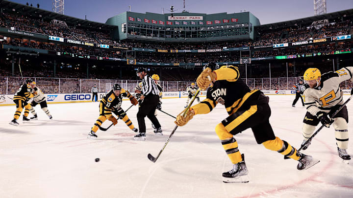 BOSTON, MASSACHUSETTS - JANUARY 02: A general view during the third period between the Boston Bruins and Pittsburgh Penguins in the 2023 Discover NHL Winter Classic at Fenway Park on January 02, 2023 in Boston, Massachusetts. 