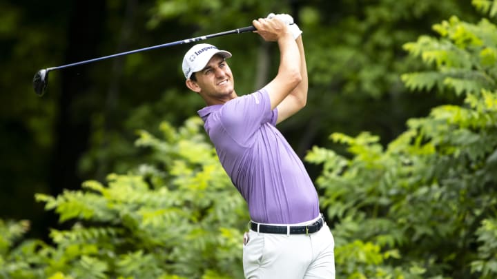 Jul 7, 2024; Silvis, Illinois, USA; Mac Meissner hits his tee shot on the second hole during the final round of the John Deere Classic golf tournament. Mandatory Credit: Joseph Cress-USA TODAY Sports
