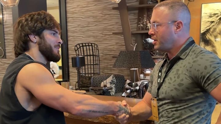 Georgio Poullas (left) with Andy Bachman. 