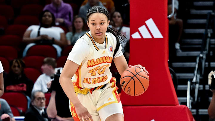 Mar 28, 2023; Houston, TX, USA; McDonald's All American East guard Courtney Ogden (40) during the first half against the McDonald's All American West at Toyota Center. Mandatory Credit: Maria Lysaker-Imagn Images Mar 28, 2023; Houston, TX, USA; McDonald's All American East guard Courtney Ogden (40) during the first half against the McDonald's All American West at Toyota Center. Mandatory Credit: Maria Lysaker-Imagn Images