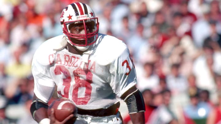 Nov 1, 1980; Athens, GA, USA; FILE PHOTO;  South Carolina Gamecocks running back #38 George Rogers in action against the Georgia Bulldogs at Sanford Stadium. The Bulldogs defeated the Gamecocks 13-10. Mandatory Credit: Photo By Malcolm Emmons-USA TODAY Sports
