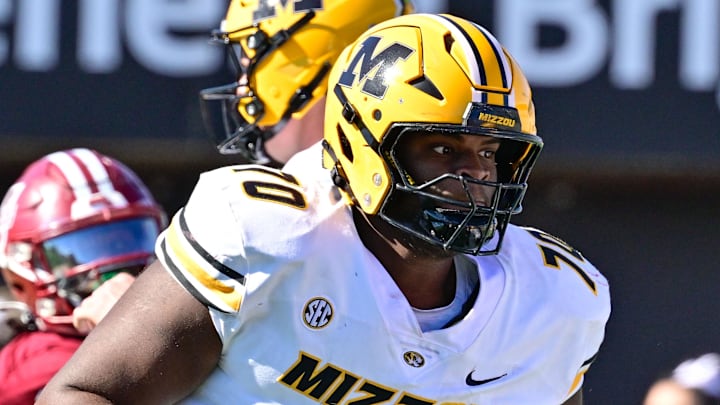 Missouri Tigers offensive lineman Cayden Green (70) in action during the first half against the Massachusetts Minutemen.
