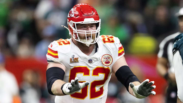 Feb 9, 2025; New Orleans, LA, USA; Kansas City Chiefs guard Joe Thuney (62) against the Philadelphia Eagles in Super Bowl LIX at Ceasars Superdome. Mandatory Credit: Mark J. Rebilas-Imagn Images Feb 9, 2025; New Orleans, LA, USA; Kansas City Chiefs guard Joe Thuney (62) against the Philadelphia Eagles in Super Bowl LIX at Ceasars Superdome. Mandatory Credit: Mark J. Rebilas-Imagn Images