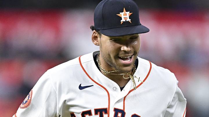 May 5, 2026; Houston, Texas, USA; Houston Astros right fielder Cam Smith (11) reacts after making a catch for an out against the Los Angeles Dodgers at Daikin Park. May 5, 2026; Houston, Texas, USA; Houston Astros right fielder Cam Smith (11) reacts after making a catch for an out against the Los Angeles Dodgers at Daikin Park.