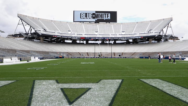 A general view of Penn State's Beaver Stadium prior to the spring Blue-White Game. A general view of Penn State's Beaver Stadium prior to the spring Blue-White Game.