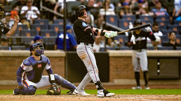 Miami Marlins' Griffin Conine, hitting a home run | Credit: John Jones Miami Marlins' Griffin Conine, hitting a home run | Credit: John Jones