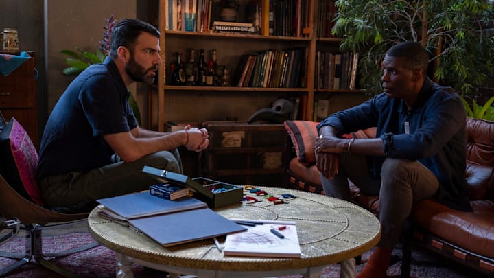 BRILLIANT MINDS -- "The Colorblind Painter" Episode 109 -- Pictured: (l-r) Zachary Quinto as Dr. Oliver Wolf, Robert Manning Jr. as Gabriel Ferguson