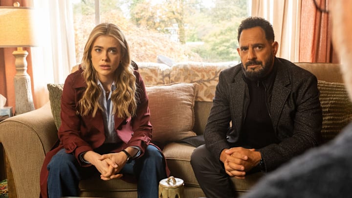 THE HUNTING PARTY -- "Tom Beecher" Episode 109 -- Pictured: (l-r) Melissa Roxburgh as Rebecca 'Bex' Henderson, Patrick Sabongui as Jacob Hassani -- (Photo by: James Dittiger/NBC)
