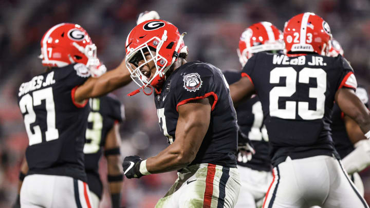 Georgia inside linebacker Nakobe Dean (17) during a game against Mississippi State on Dooley Field at Sanford Stadium in Athens, Ga., on Saturday, Nov. 21, 2020. (Photo by Tony Walsh) Georgia inside linebacker Nakobe Dean (17) during a game against Mississippi State on Dooley Field at Sanford Stadium in Athens, Ga., on Saturday, Nov. 21, 2020. (Photo by Tony Walsh)