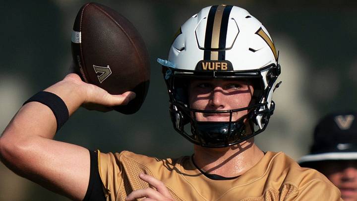 Vanderbilt quarterback Jared Curtis (2) throws during practice Vanderbilt quarterback Jared Curtis (2) throws during practice