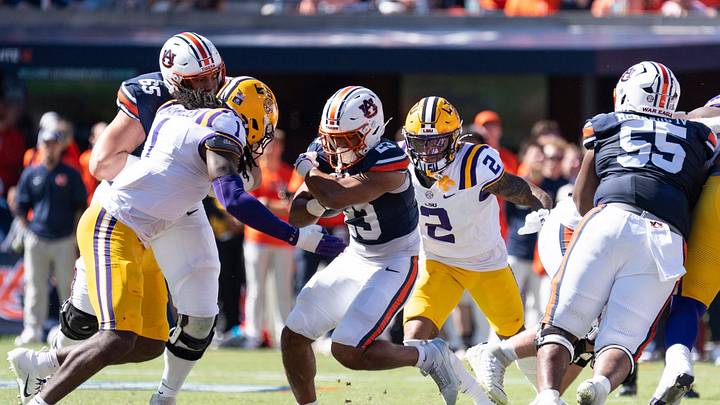 Auburn Tigers running back Jeremiah Cobb (23) runs the ball as Auburn Tigers take on LSU Tigers at Jordan-Hare Stadium in Auburn, Ala. on Saturday, Oct. 24, 2026. LSU Tigers lead Auburn Tigers 31-10 at halftime. Auburn Tigers running back Jeremiah Cobb (23) runs the ball as Auburn Tigers take on LSU Tigers at Jordan-Hare Stadium in Auburn, Ala. on Saturday, Oct. 24, 2026. LSU Tigers lead Auburn Tigers 31-10 at halftime.