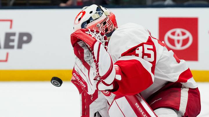 Detroit Red Wings goaltender Michal Postava  Credit: Aaron Doster-Imagn Images