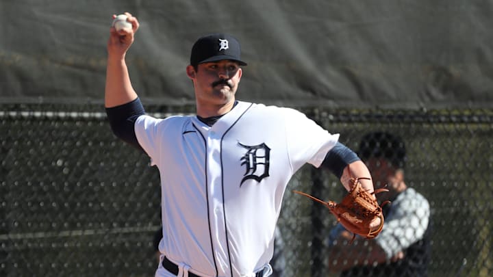 Detroit Tigers right handed pitching prospect RJ Petit throws during minor-league minicamp Sunday, Feb. 20, 2022, at TigerTown in Lakeland, Florida.
Tigers4 Detroit Tigers right handed pitching prospect RJ Petit throws during minor-league minicamp Sunday, Feb. 20, 2022, at TigerTown in Lakeland, Florida.
Tigers4