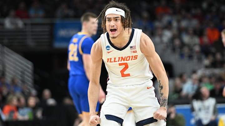 Mar 21, 2024; Omaha, NE, USA;  Illinois Fighting Illini guard Dra Gibbs-Lawhorn (2) reacts in the