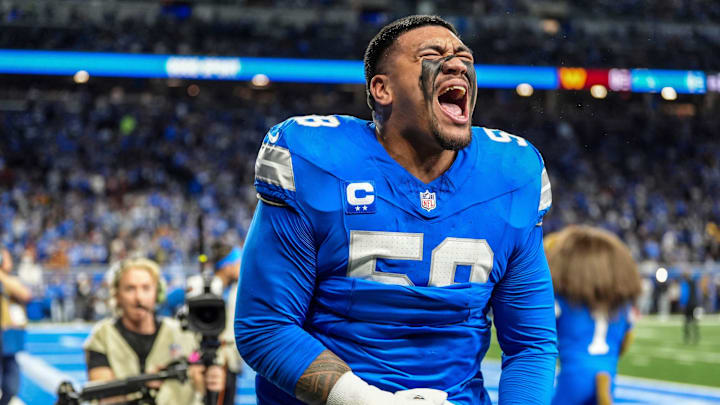 Detroit Lions offensive tackle Penei Sewell (58).