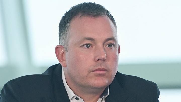 Milwaukee Bucks general manager Jon Horst speaks at a press conference at Milwaukee Art Museum on May 6, 2026.
