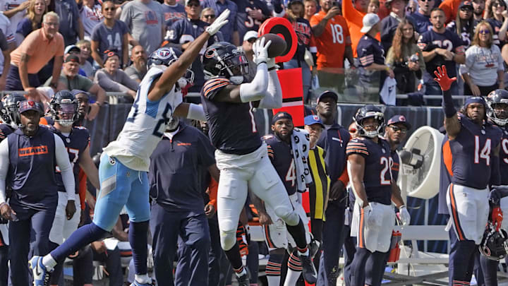 Jaylon Johnson makes a clinching interception in last year's opener against the Titans.