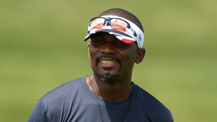 Aug 20, 2014; Englewood, CO, USA; Houston Texans assistant secondary coach Anthony Midget during scrimmage against the Denver Broncos at the Broncos Headquarters. Mandatory Credit: Kirby Lee-Imagn Images