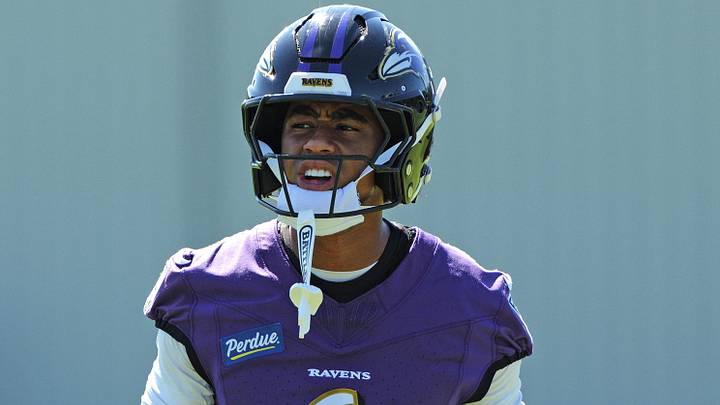 Jul 30, 2026; Owings Mills, MD, USA; Baltimore Ravens wide receiver Ja’Kobi Lane (6) during practice at Under Armour Peformance Center. Jul 30, 2026; Owings Mills, MD, USA; Baltimore Ravens wide receiver Ja’Kobi Lane (6) during practice at Under Armour Peformance Center.