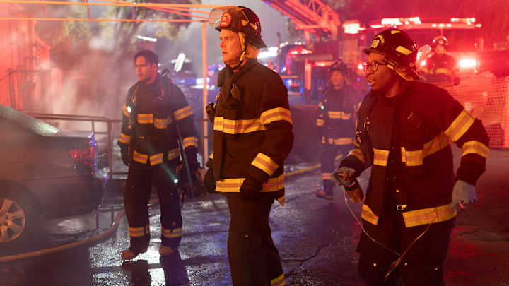 9-1-1 - ÒSob StoriesÓ - The 118 responds to a fire at a local animal shelter and races to evacuate all the animals. Meanwhile, Maddie takes a 9-1-1 call that sets her on a quest for answers. THURSDAY, MARCH 6 (8:00-9:00 p.m. EST), on ABC. (Disney/Christopher Willard)
RYAN GUZMAN, PETER KRAUSE, AISHA HINDS