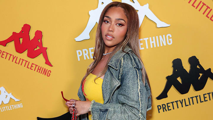 Jordyn Woods arrives at the PrettyLittleThing X Kappa Launch Party in Los Angeles. 