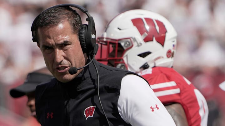 Wisconsin head coach Luke Fickell is shown during the first quarter of their game against Alabama Saturday, September 14, 2024 at Camp Randall Stadium in Madison, Wisconsin.