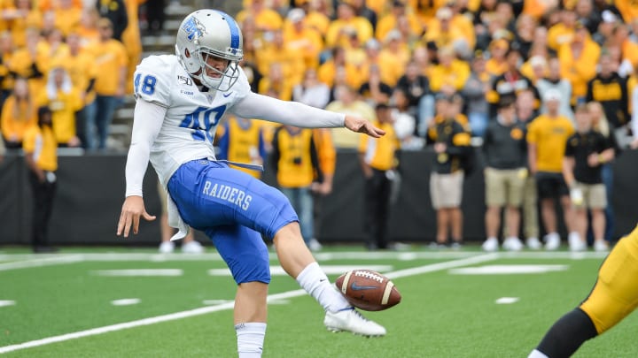 Sep 28, 2019; Iowa City, IA, USA; Middle Tennessee Blue Raiders punter Kyle Ulbrich (48) in action against the Iowa Hawkeyes at Kinnick Stadium.