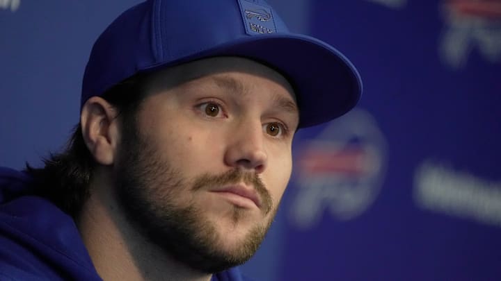 Bills QB Josh Allen answers a range of questions after the press conference introducing Joe Brady as the new head coach.