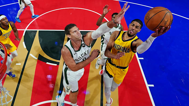 Dec 7, 2023; Las Vegas, Nevada, USA; Indiana Pacers guard Tyrese Haliburton (0) shoots the ball