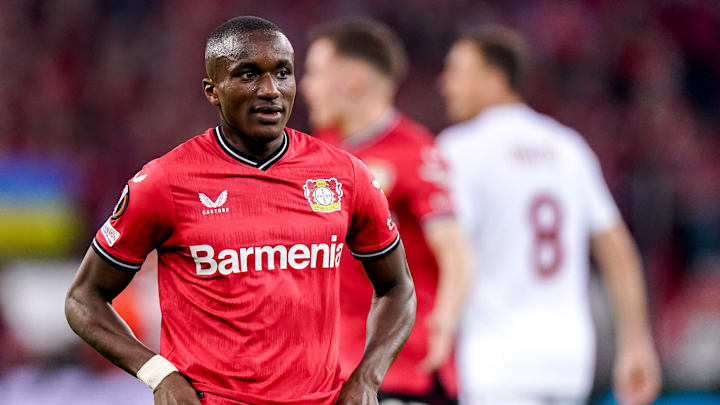 Moussa Diaby sous les couleurs de son ancien club, le Bayer Leverkusen