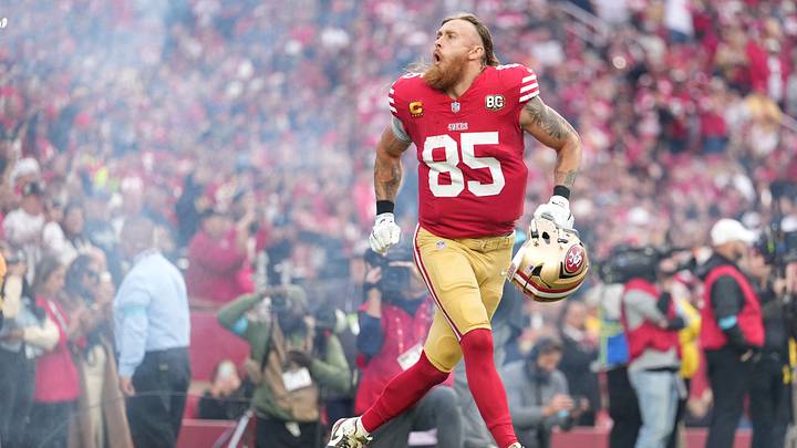 Oct 19, 2026; Santa Clara, California, USA; San Francisco 49ers tight end George Kittle (85) takes the field before the game against the Washington Commanders at Levi's Stadium. Mandatory Credit: Cary Edmondson-Imagn Images Oct 19, 2026; Santa Clara, California, USA; San Francisco 49ers tight end George Kittle (85) takes the field before the game against the Washington Commanders at Levi's Stadium. Mandatory Credit: Cary Edmondson-Imagn Images