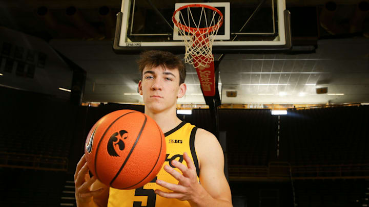 Iowa guard Trey Buchanan (5) pictured during the men’s basketball media day Monday, Oct. 7, 2024 at Carver-Hawkeye Arena in Iowa City, Iowa.