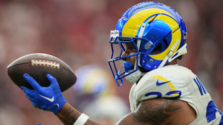 Los Angeles Rams running back Kyren Williams (23) catches a pass against the Arizona Cardinals on Sept. 15.