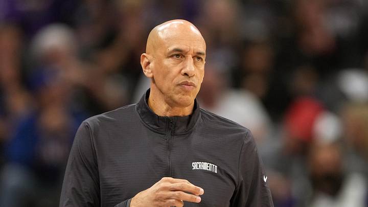 Apr 3, 2026; Sacramento, California, USA; Sacramento Kings head coach Doug Christie during the first quarter against the New Orleans Pelicans at Golden 1 Center.
