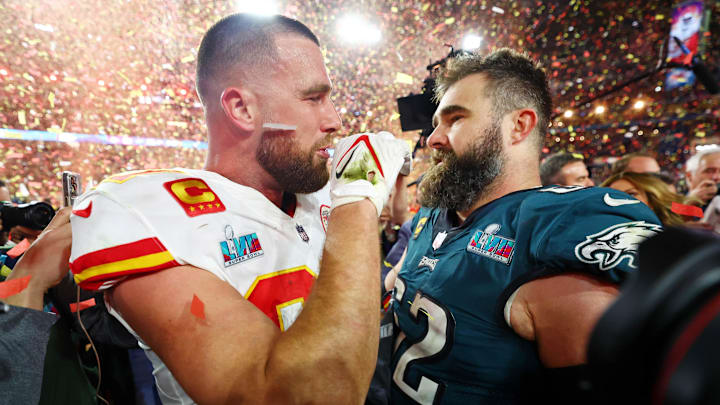 Jason Kelce congratulated his brother Travis after he was honored by the Chiefs.