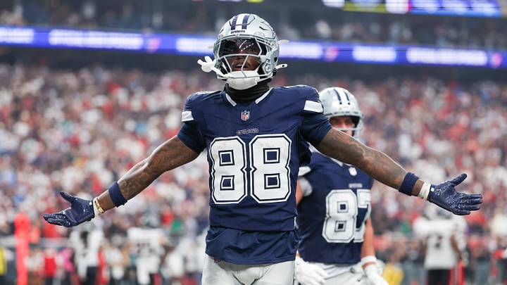 Dallas Cowboys wide receiver Ceedee Lamb (88) reacts to his touchdown reception agains the Houston Texans at Reliant Stadium. 