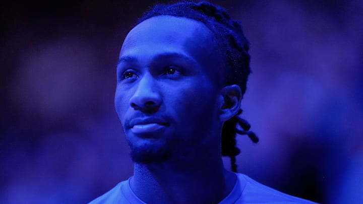 Dec 16, 2025; Lawrence, Kansas, USA; Kansas Jayhawks guard Darryn Peterson (22) looks on during introductions prior to a game against the Towson Tigers at Allen Fieldhouse. Mandatory Credit: Jay Biggerstaff-Imagn Images Dec 16, 2025; Lawrence, Kansas, USA; Kansas Jayhawks guard Darryn Peterson (22) looks on during introductions prior to a game against the Towson Tigers at Allen Fieldhouse. Mandatory Credit: Jay Biggerstaff-Imagn Images