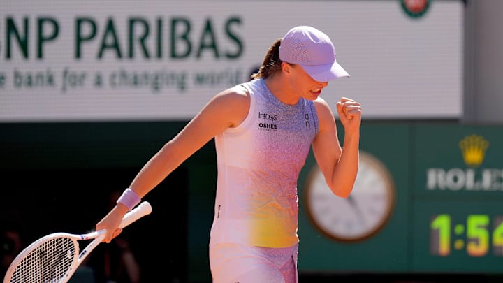 Iga Swiatek defeated Elena Rybakina in the fourth round of the 2025 French Open.